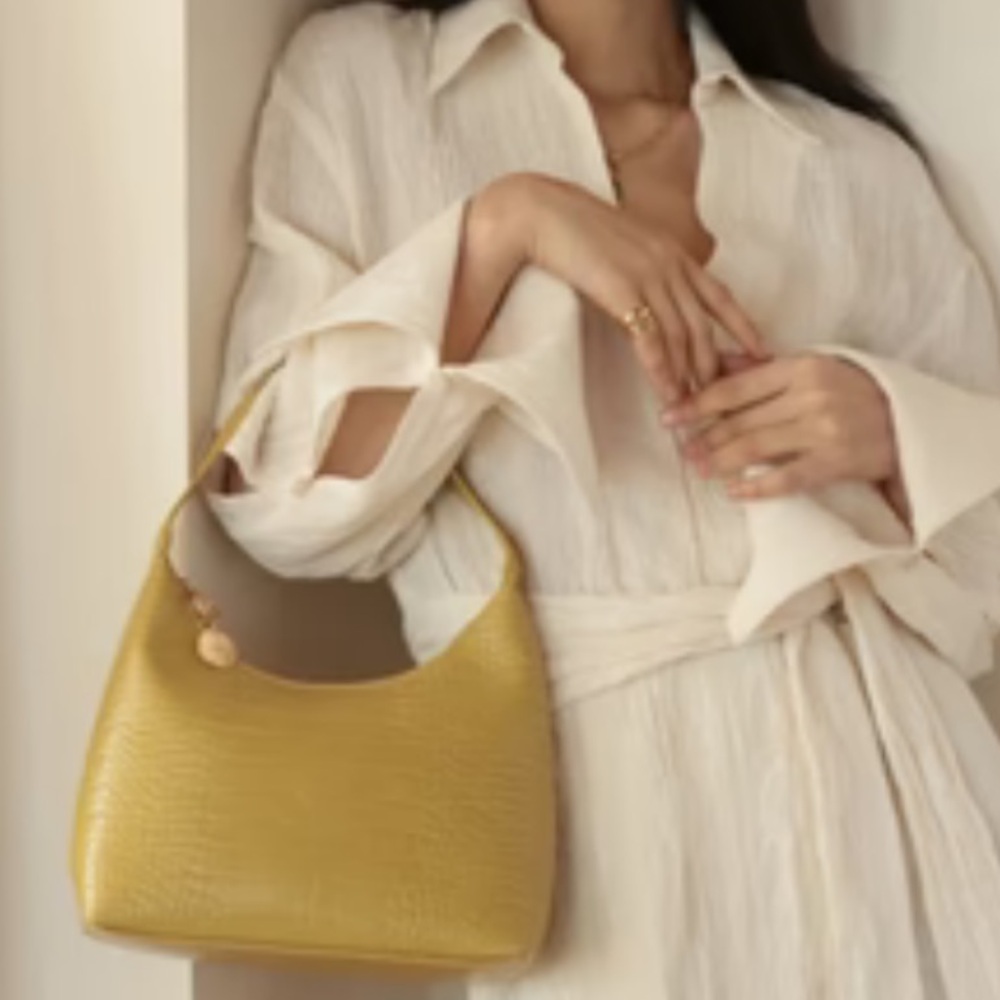 Ela Handbags Chamomile Yellow Croc Embossed Bag